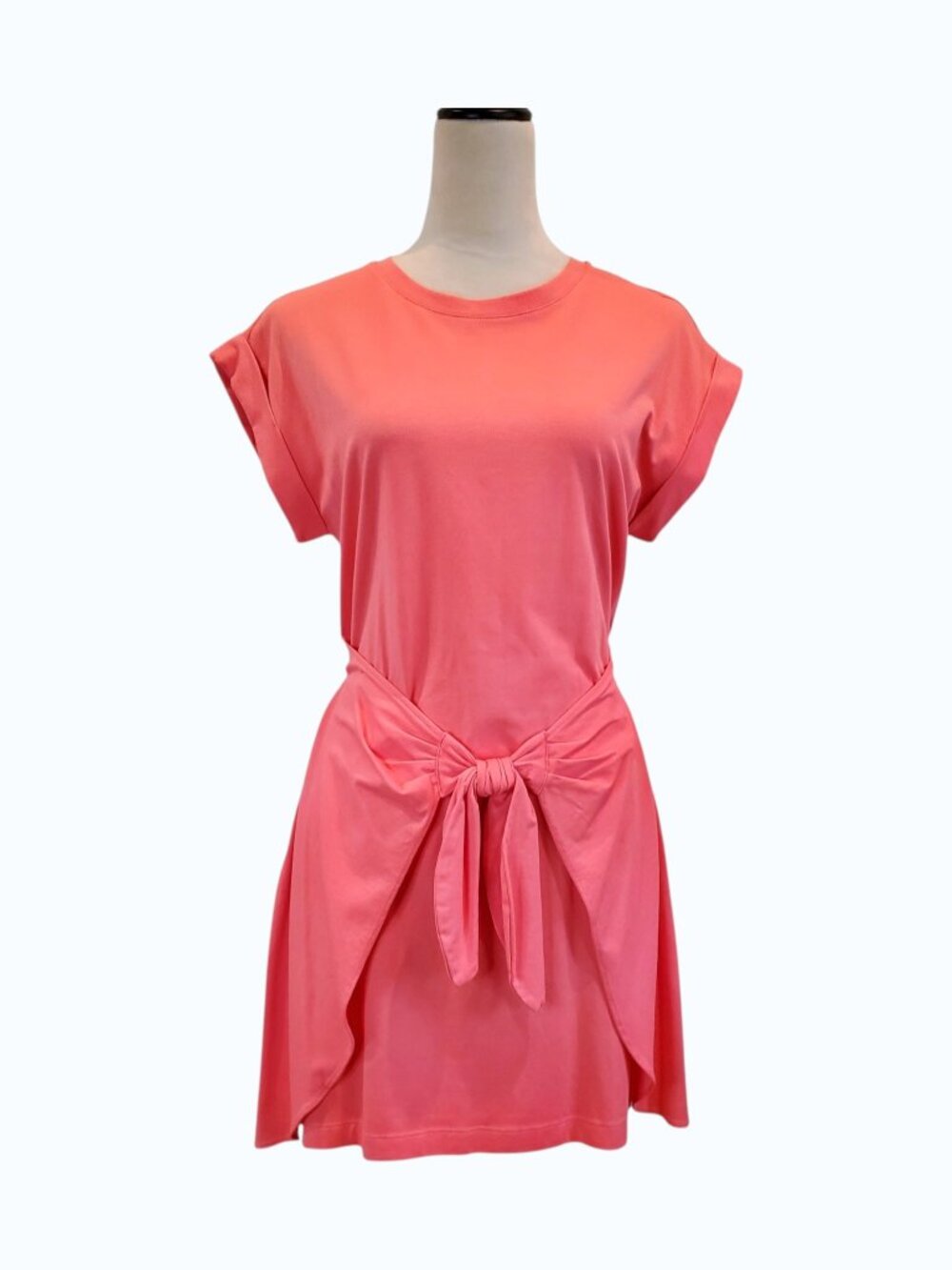 LOFT SZ MP Women's Sarong Mini Tee Dress Cotton blend Stretch Knit in Pink/Coral